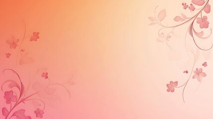 Delicate Pink Flowers and Vines on Peach Background