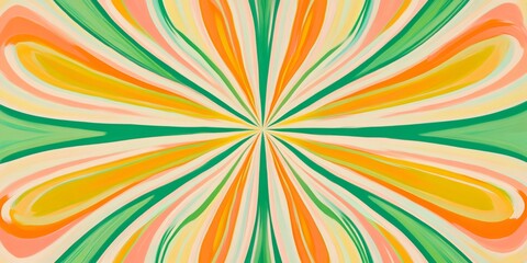 Radiant floral pattern spreading luminous neon orange, yellow, green lines against vivid abstract artistic backdrop