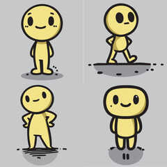 Adorable cartoon character set featuring various cute designs with vibrant colors. Perfect for kids' projects, stickers, or playful themes.