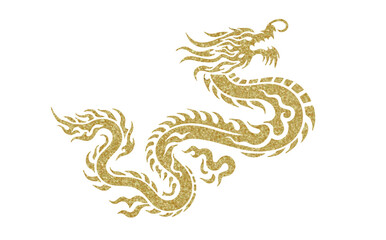Dragon silhouette of golden dragon icon.Chinese dragon
