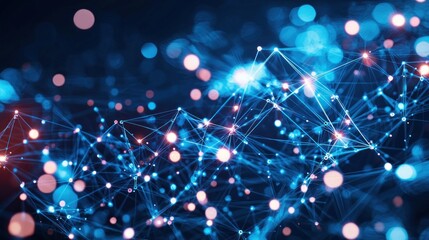 Obraz premium Abstract Network Connection: Digital Nodes and Lines Intertwined