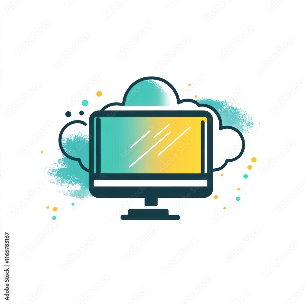Poster computer screen displaying cloud based storage services