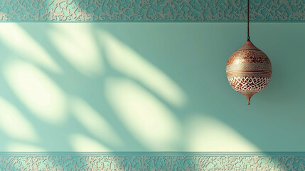 arabic elegant luxury ornamental islamic background with islamic pattern border and decorative hanging ornament. Generative Ai