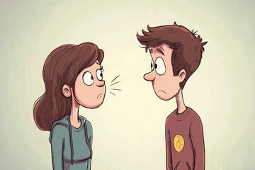 Cartoon of a couple having disagreement