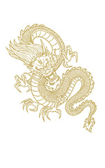 Dragon silhouette of golden dragon icon.Chinese dragon