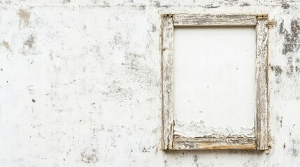 Weathered White Window Frame with Flaking Paint