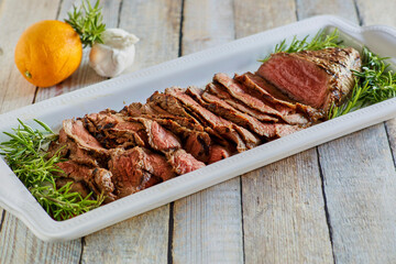 Grilled london broil, sliced