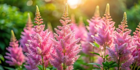 Obraz premium Delicate pink flowers bathed in the warm glow of the setting sun, creating a breathtaking scene of natural beauty.