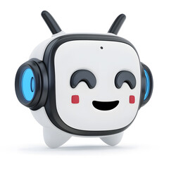 AI robot cartoon 3d icon isolated on white background. Chat bot
