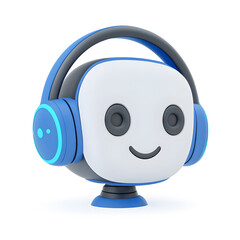 AI robot cartoon 3d icon isolated on white background. Chat bot

