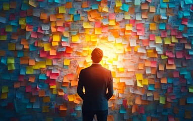 Brainstorming ideas in business A team of employees actively participating in a creative and productive brainstorming session for company growth