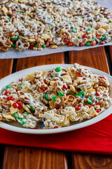 holiday cereal mix on a plate