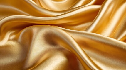 Fototapeta premium Luxurious Golden Silk Fabric Draped Softly