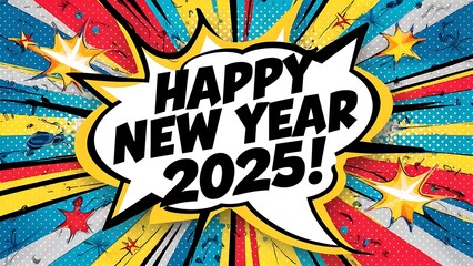 Fototapeta premium Bright and Colorful 2025 New Year banner