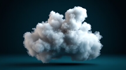 3D Render of a Fluffy White Cloud Against a Dark Teal Background