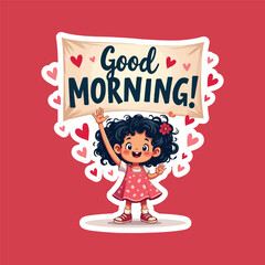 Good morning icon comic style steaker
