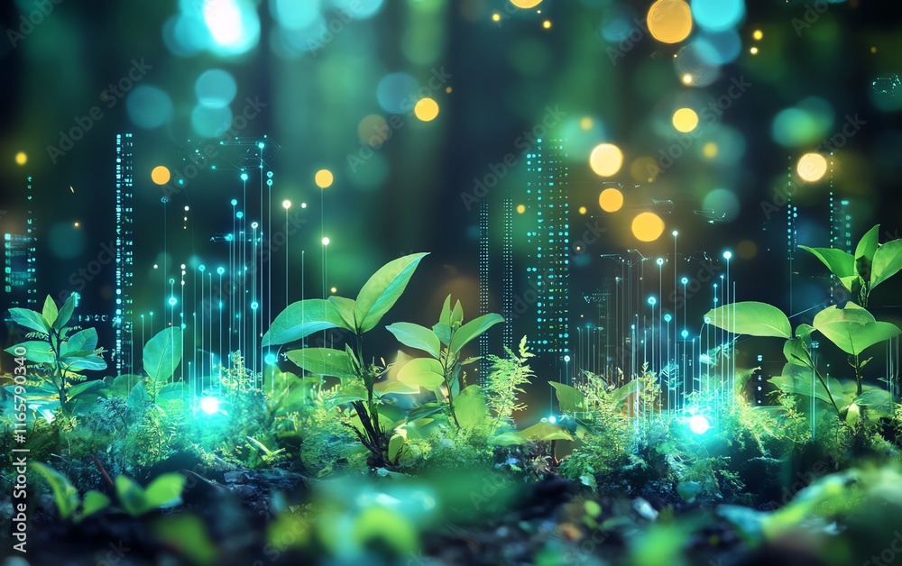 Leinwandbilder innovative technology design emphasizing esg principles, featuring a harmonious mix of nature elemen