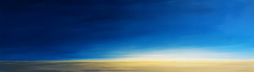 Obraz premium Serene Sunset Landscape Painting Blue Sky Golden Sand