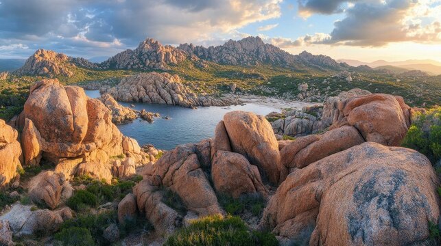 View of Gola di Gorropu (Gorropu Canyon), Supramonte mountains landscape, Sardinia island, Italy 