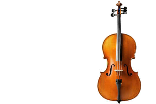 Beautiful Cello with Bow Isolated on Transparent Background