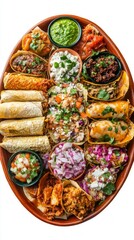 A Colorful Fiesta of Delicious Mexican Tacos - A Vibrant Array of Flavors and Textures on a Sharing Platter