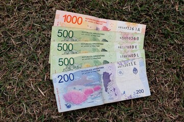 Banknotes of the Argentine Republic. Pesos Argentinos. Money from Argentina. 
