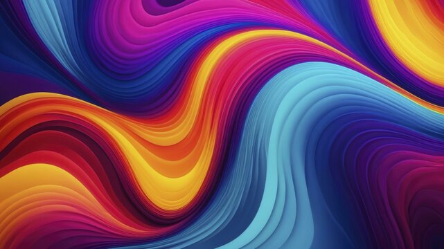 Mesmerizing digital artwork with swirling, wavy patterns and vibrant kaleidoscopic colors