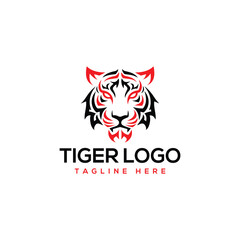 Vector tiger head, face for retro logos, with vector logo design