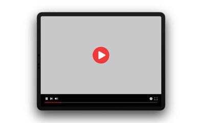 Multimedia video player with play button, play video window with navigation icons, video streaming on internet, modern social media video player interface template live digital stream, PNG transparent