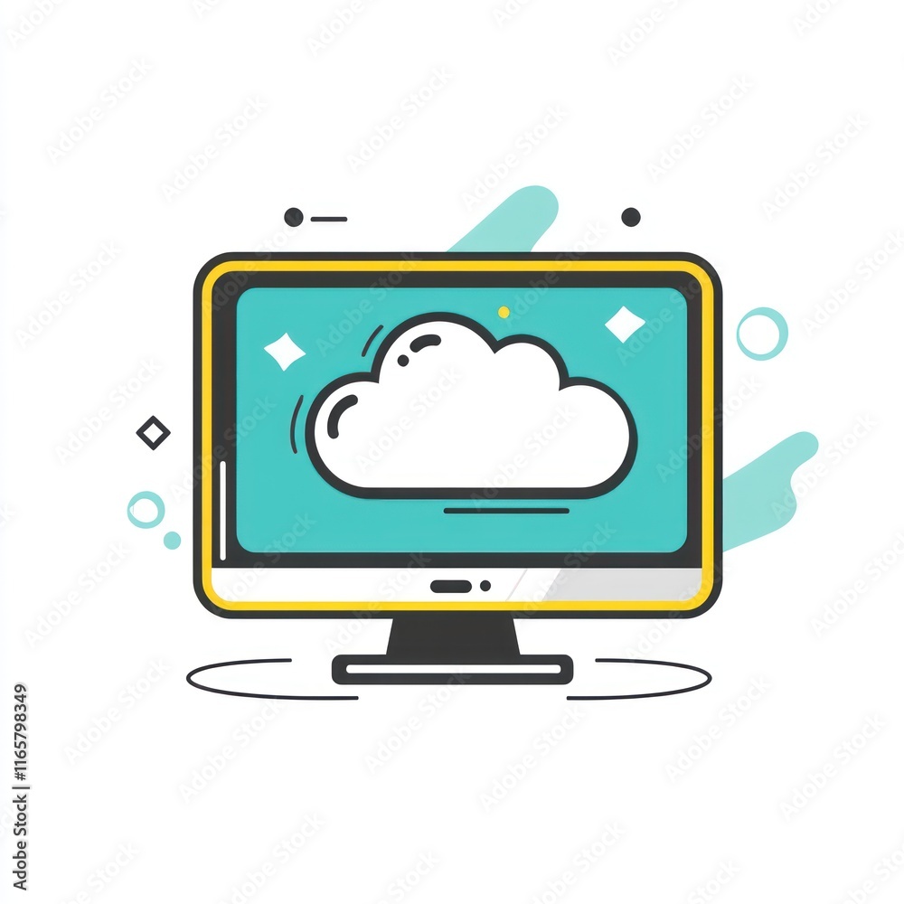 Poster computer screen displaying cloud computing service