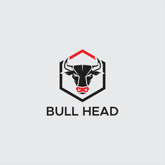 Bull head logo design. Creative bull horns symbol. Vector illustration.
