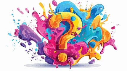 Creative Question Mark Color Splash Cartoon Concept