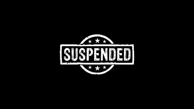Suspended stamp and hand stamping impact isolated animation. Blocked and canceled 3D concept. Alpha matte channel.