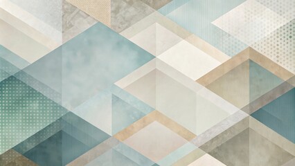 Abstract Geometric Pattern with Overlapping Triangles and Textured Surfaces in Cool Tones