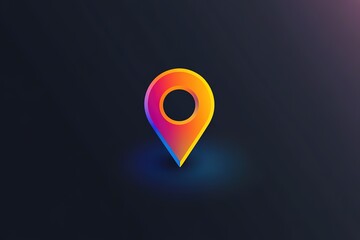 Colorful location pin on dark background.  Modern design element for maps, navigation, and travel apps.