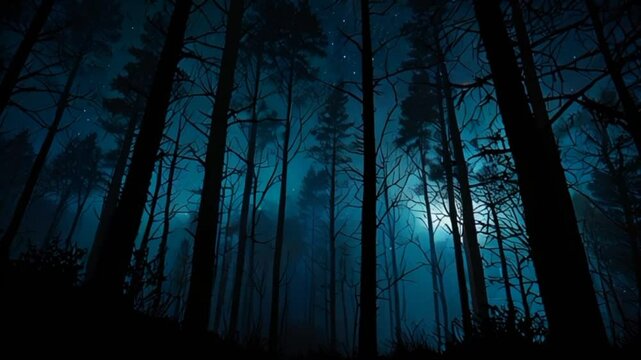 dark forest in night