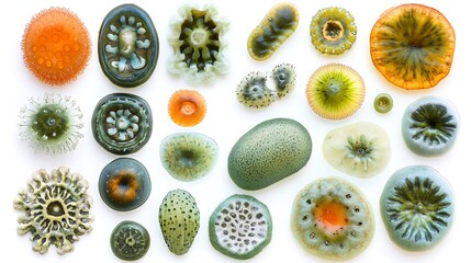 Set of colorful bacteria's on white background. 