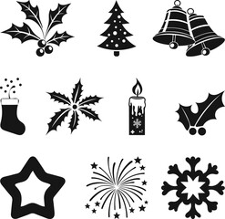 Christmas element silhouette vector bundle set