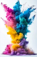 Abstract watercolor background. Multicolor powder explosion on White background