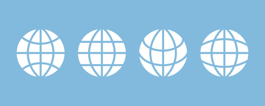 World icon set. Earth icons. Earth globe hemispheres with continents, globes with world maps vector illustration.
