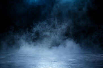 Fototapeta premium 3D Abstract grunge room interior with spotlight and smoky atmosphere Black background