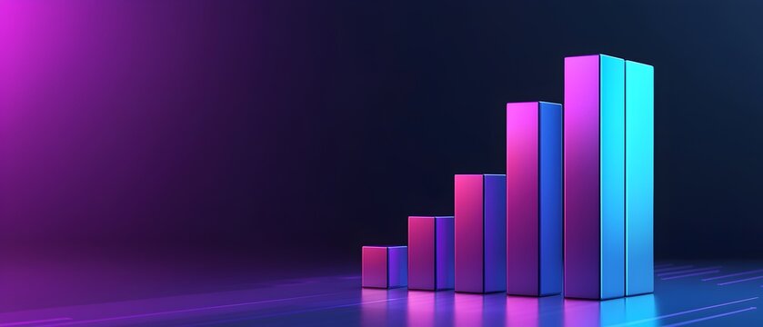 A series of blue and purple bars are stacked on top of each other