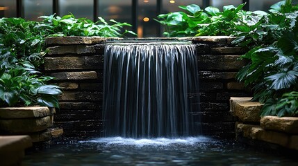 Lush Jungle Oasis: A hidden tropical waterfall cascading into a crystal-clear lagoon, surrounded by exotic, oversized plants and vibrant flowers