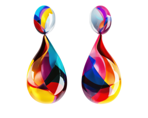 Colorful abstract droplets on a white isolated background.