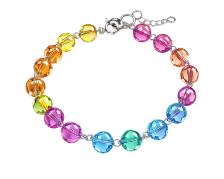 Colorful bead bracelet on white isolate background.