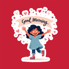 Good morning icon comic style steaker
