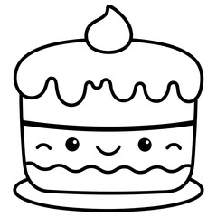 Minimalist Cake Outline Vector Art