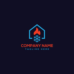 Heating Cooling Home Residential Emblem Logo Vector