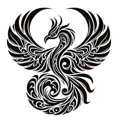 Fototapeta premium AI Generate of Phoenix Shape in Maori Art style isolated in white
