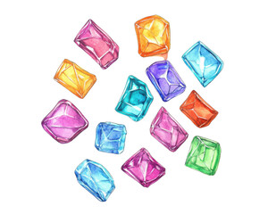 Fototapeta premium Colorful gems on a white isolate background.